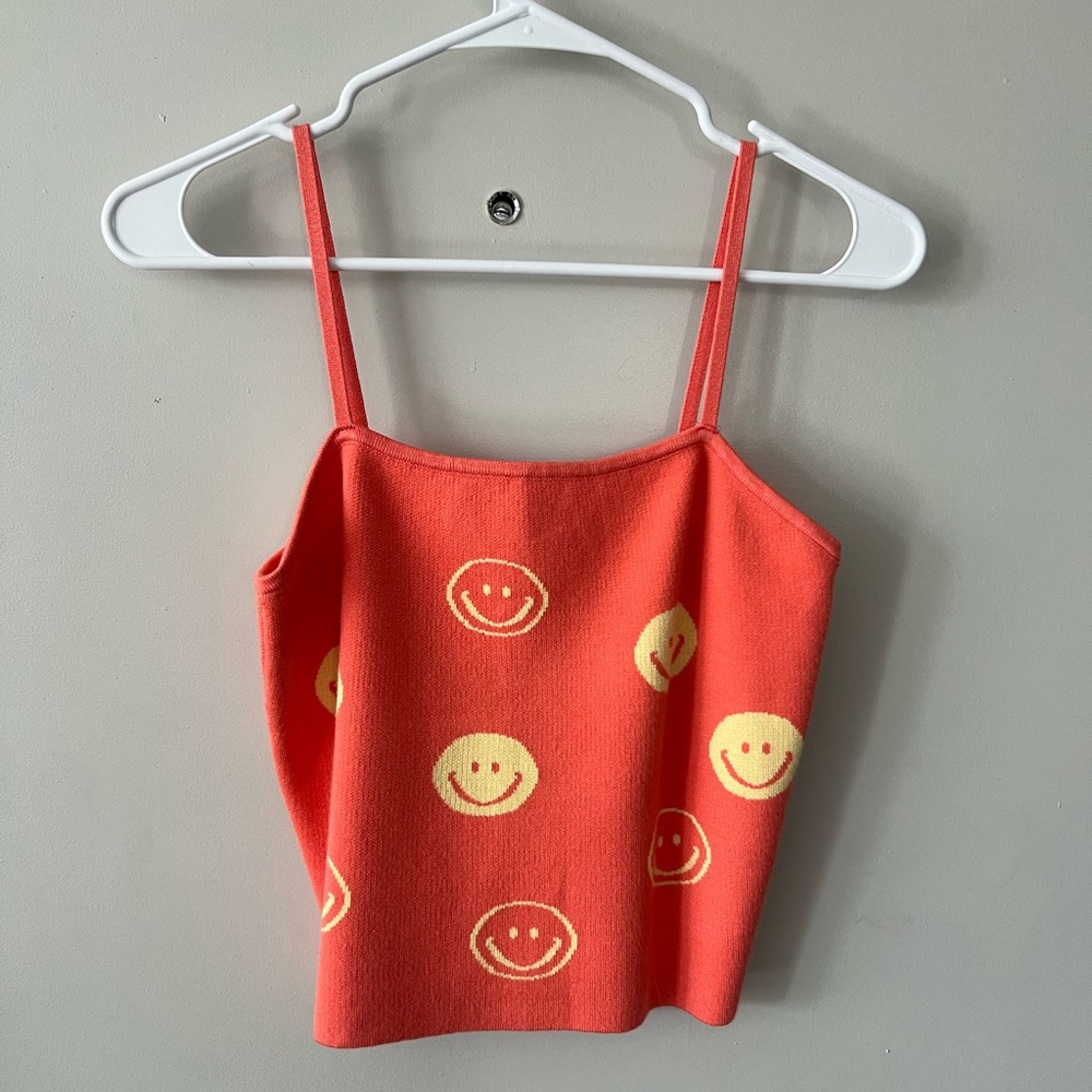 Smiley Face Coral Tank Top